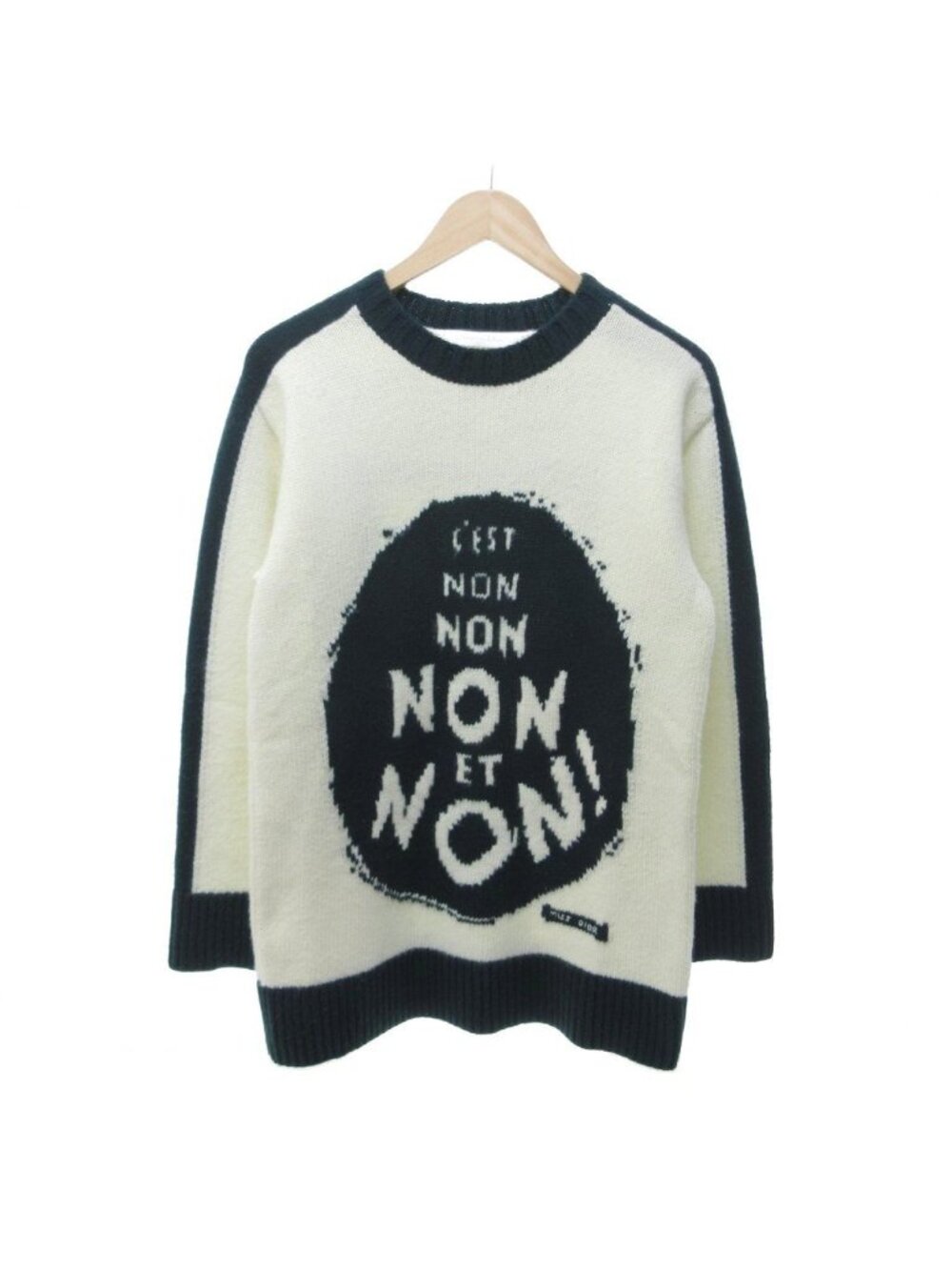 Dior Non ET Non! Long Sleeve Knit Sweater Wool Cashmere Blend White 38 HW